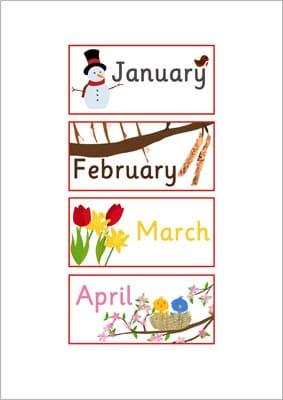 Months of the Year Labels