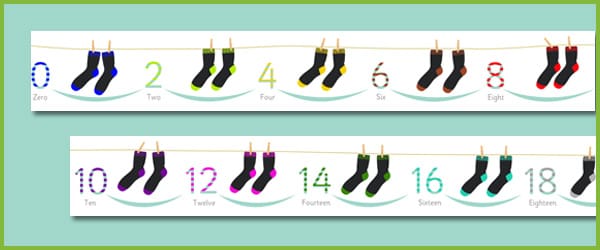 Counting in 2s (Socks)