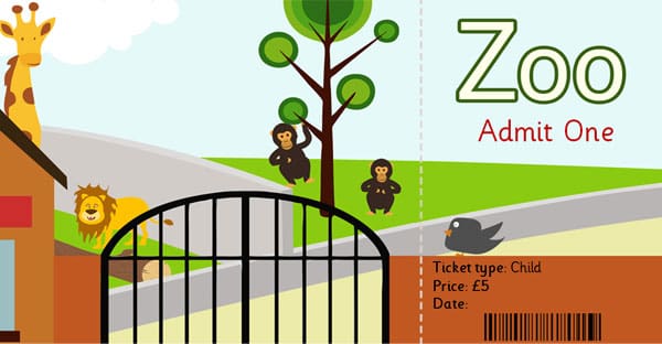 Zoo role play ticket