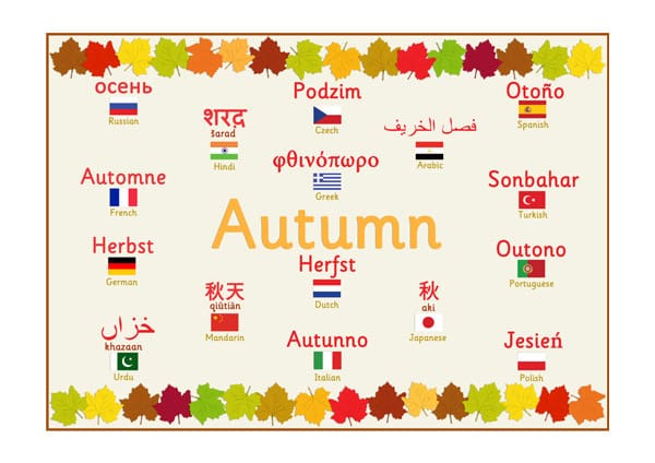 Multilingual autumn poster