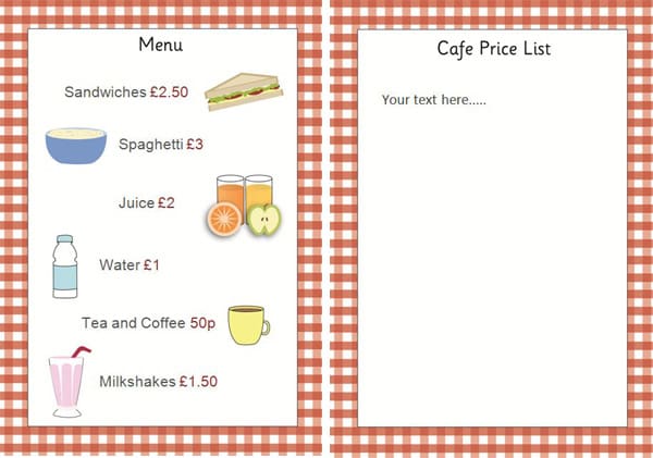 Cafe Menu