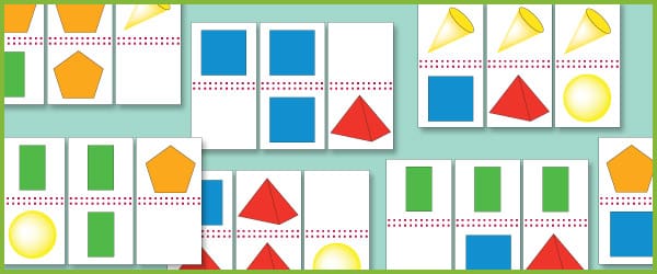 2D & 3D Shape Domino Cards