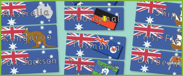 Australia Day Topic Word Cards