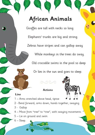 African animals poem