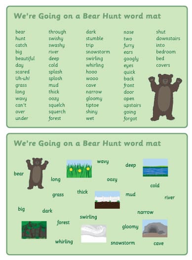 Bear Hunt Word Mats