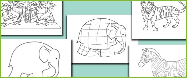 Elmer the Elephant Colouring Pages