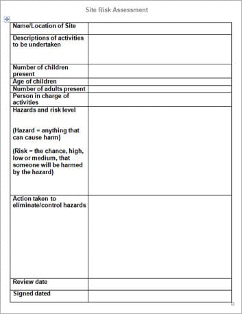 School Risk Assessment Template