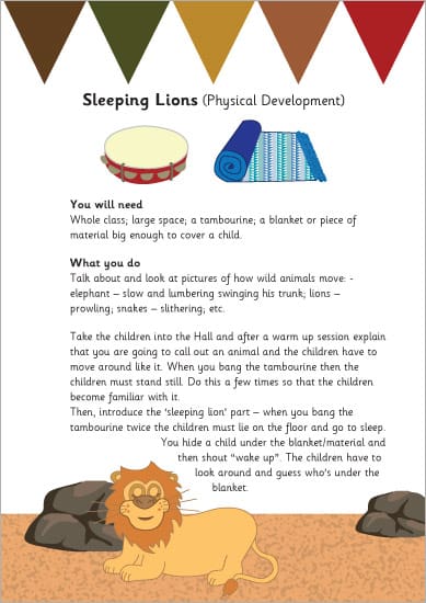 Sleeping Lions Activity Sheet