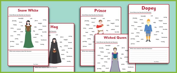 Snow White Character Description Cards
