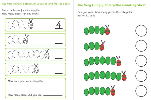 The Very Hungry Caterpillar Counting and Tracing Sheet