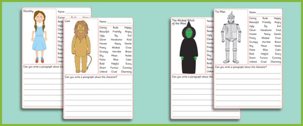 The Wizard of Oz Description Worksheets