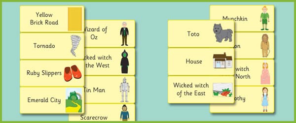 The Wizard of Oz Word Flashcards