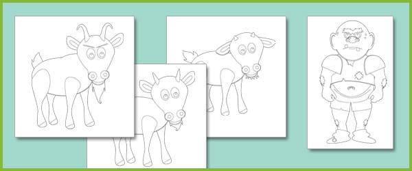 Three Billy Goats Gruff Colouring Sheets