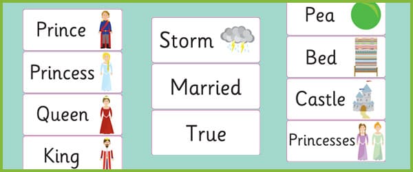 The Princess and the Pea Keyword Cards
