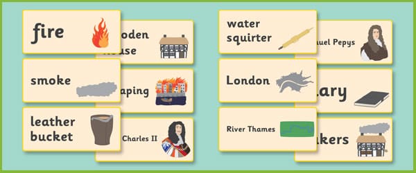 Great Fire Of London Word Cards
