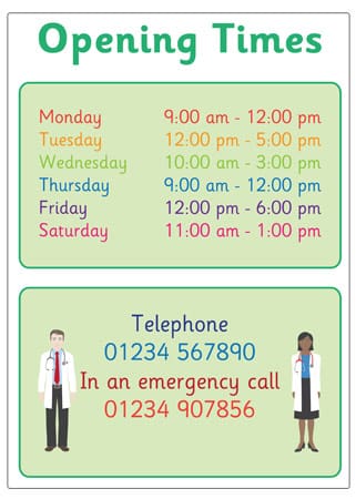 Opening Times Role-Play Poster