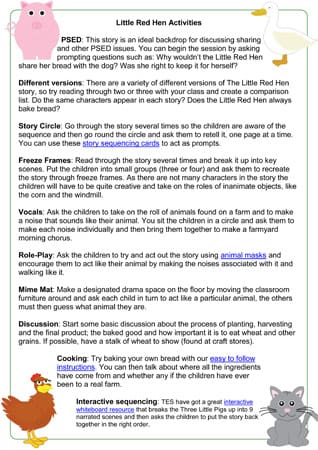 Little Red Hen Story Activities