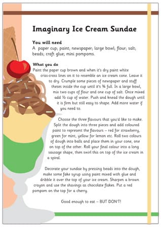 Imaginary Ice Cream Sundae Craft Activity