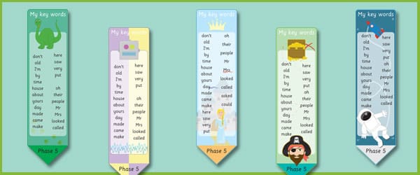 Phase 5 High Frequency Word Bookmarks