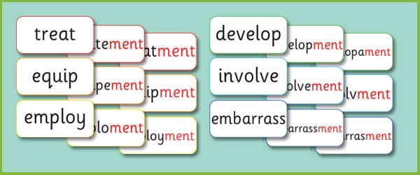 Phase 6 'ment' Suffix Matching Cards