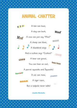 Animal Chatter Poem