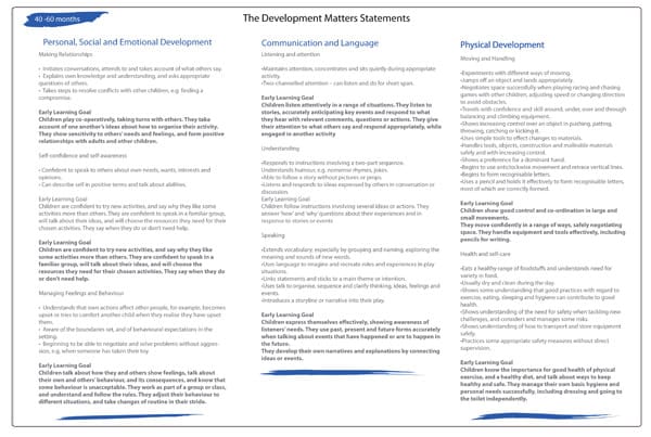 Development Matters Statements (Prime and Specific Areas of Learning)