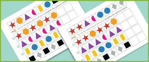 2d shape pattern worksheet