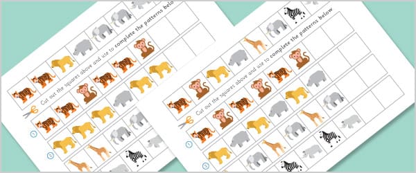 Zoo Animals Worksheets - Complete The Pattern