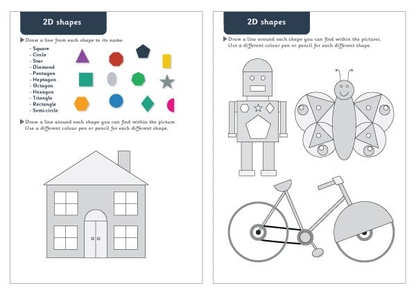 2D Shapes Worksheets