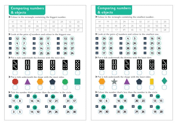Comparing Numbers & Objects Worksheets