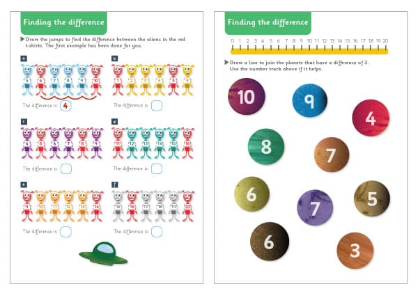 Space Themed ‘Finding the Difference’ Maths Worksheets