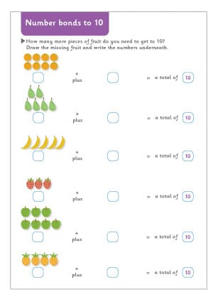 Number Bonds to 10 Maths Worksheet