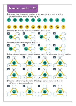 Number Bonds to 20 Worksheet