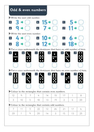Odd & Even Numbers Maths Worksheet