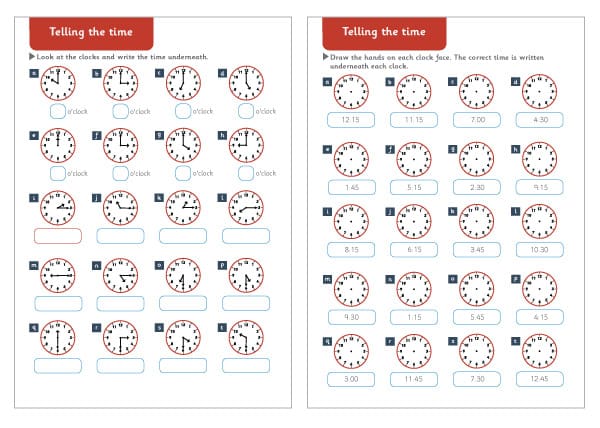 Telling the Time Worksheets