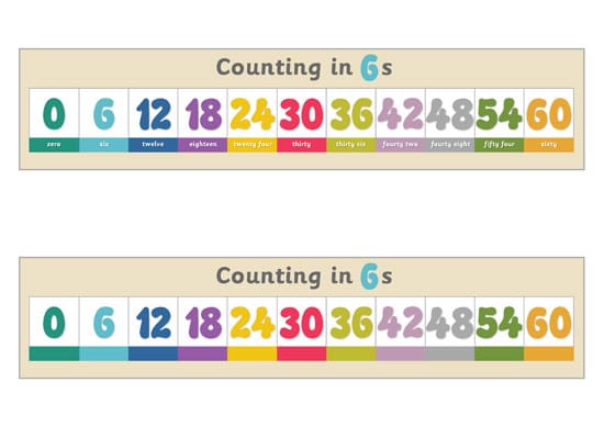 Counting in 6s Number Tracks