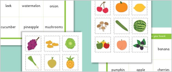 Fruit and Vegetable Bingo