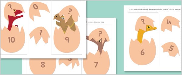 Hatching Dinosaurs: Number Bonds to 10 Activity