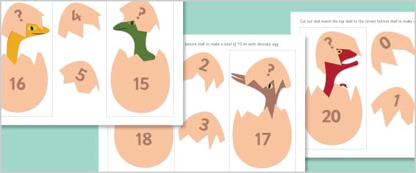 Hatching Dinosaurs: Number Bonds to 20 Activity