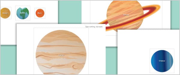 Planets Cut-Outs for Size Ordering