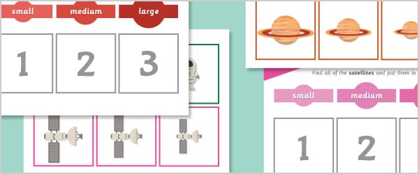 Space Size Sorting Activity
