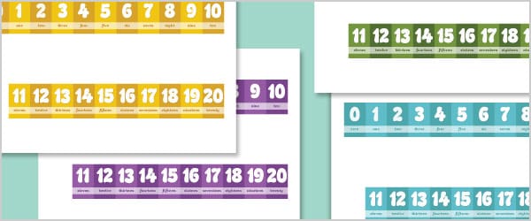 Numbers and Words Number Tracks 0-20