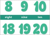 Number Track 0-20 Desktop Strips (Numbers and Words)