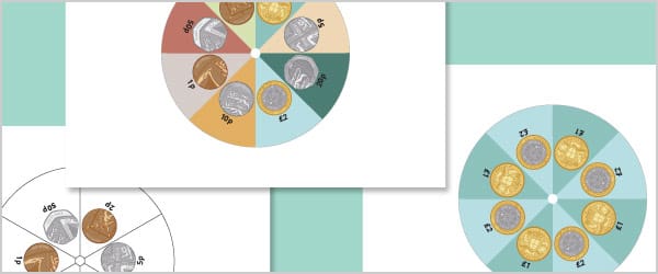 Illustrated Coin Spinner Templates (UK)