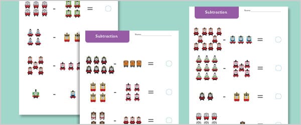 Trains Subtraction Worksheets