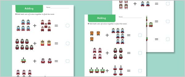 Trains Addition Worksheet