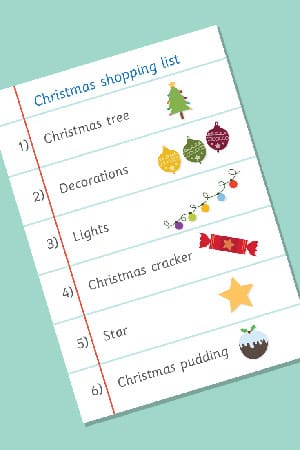 Christmas Shopping List for Display