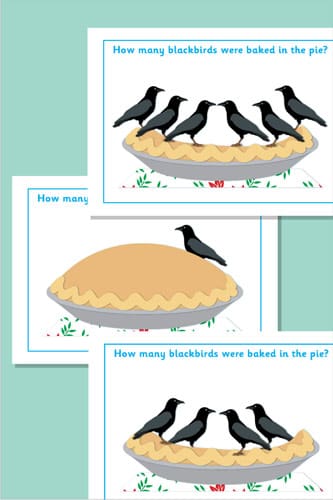 'Blackbirds Baked in a Pie' Counting Flash Cards