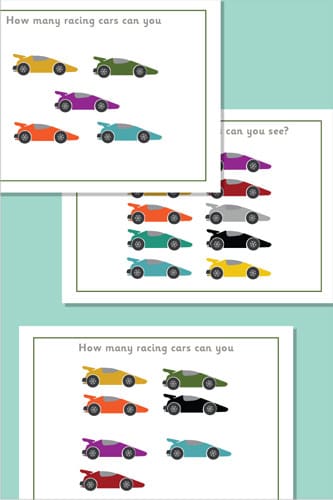 Racing Car Themed Counting / Estimating Posters