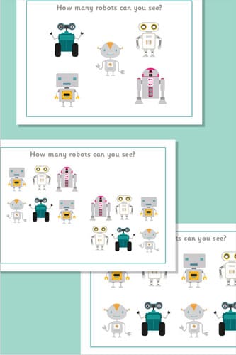 Counting / Estimating Flash Cards - Robots